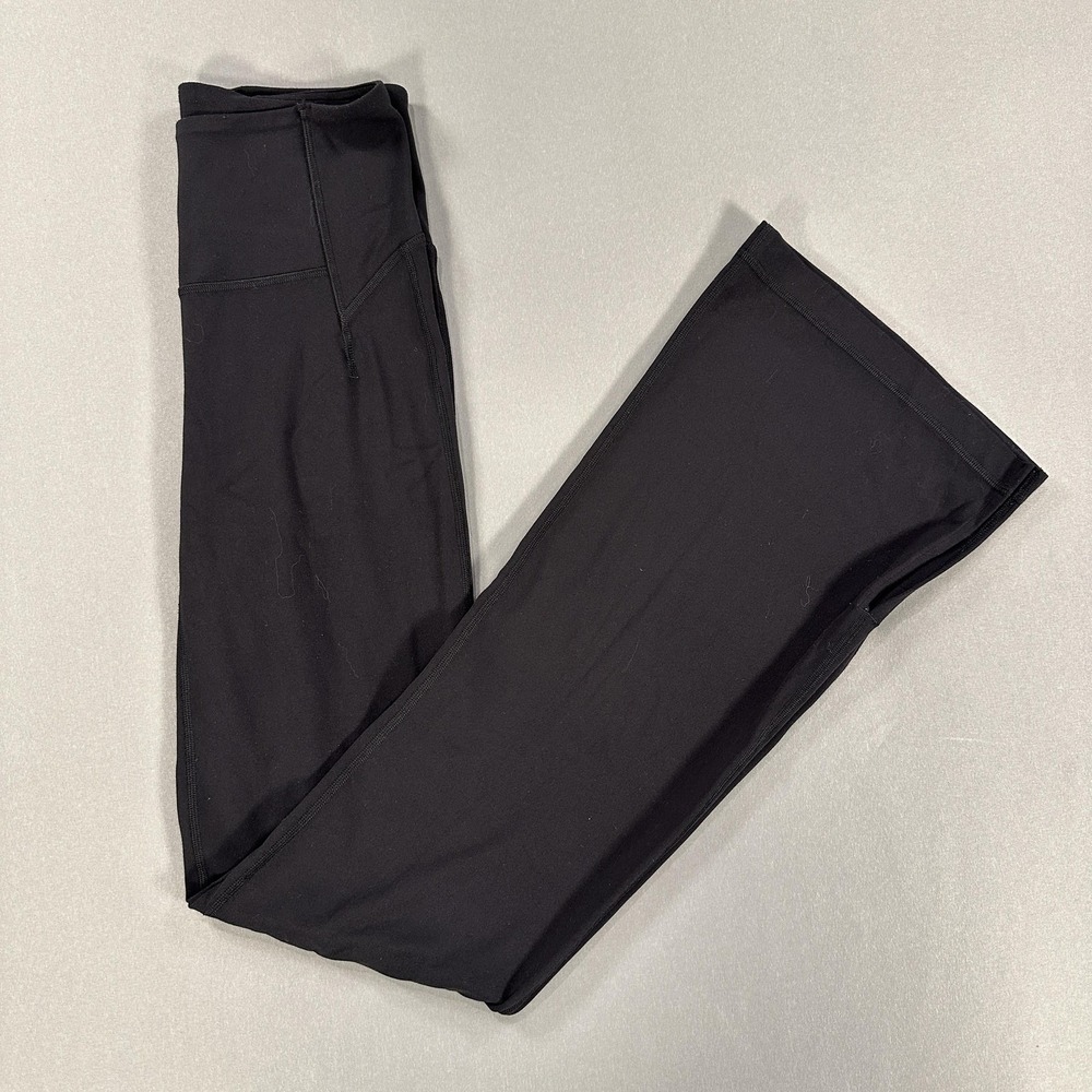 Lululemon Pants Womens 4 Black High Rise Flare Split Hem Pockets Yoga Athletic